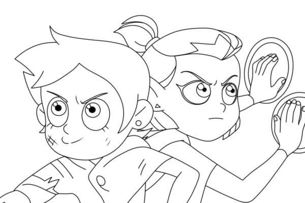 Luz noceda and amity attack coloring page