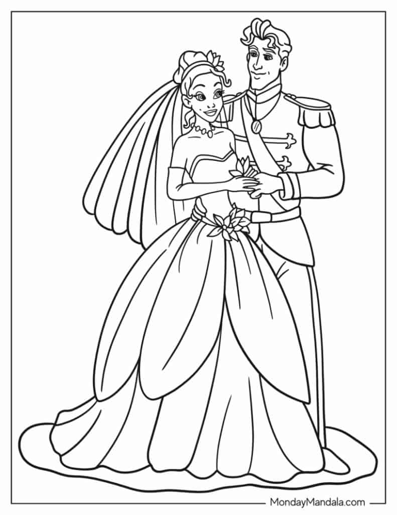 Princess the frog coloring pages free pdf printables