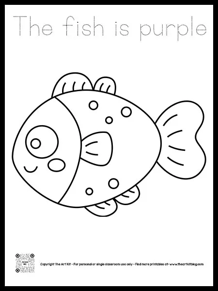 The fish is purple coloring pages â dotted font â the art kit