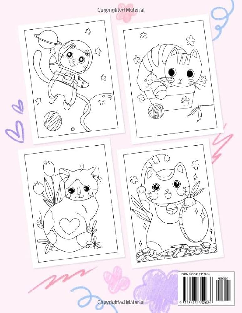 Cute cat coloring book for kids fun and easy coloring pages in cute style with many adorable cat activities for boys girls kids ages
