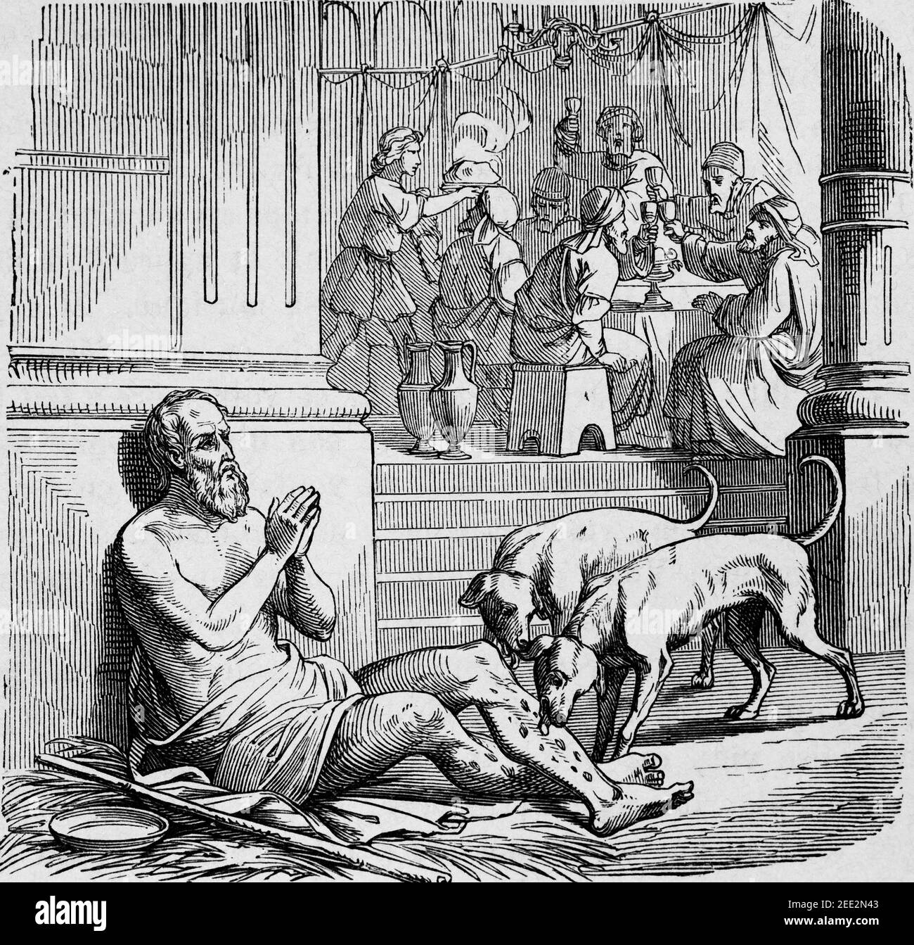 Parable of the rich man and lazarus scene of the new testament histoire biblique de lancien testament stock photo