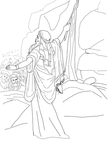 Moses strikes the rock and water es out coloring page free printable coloring pages
