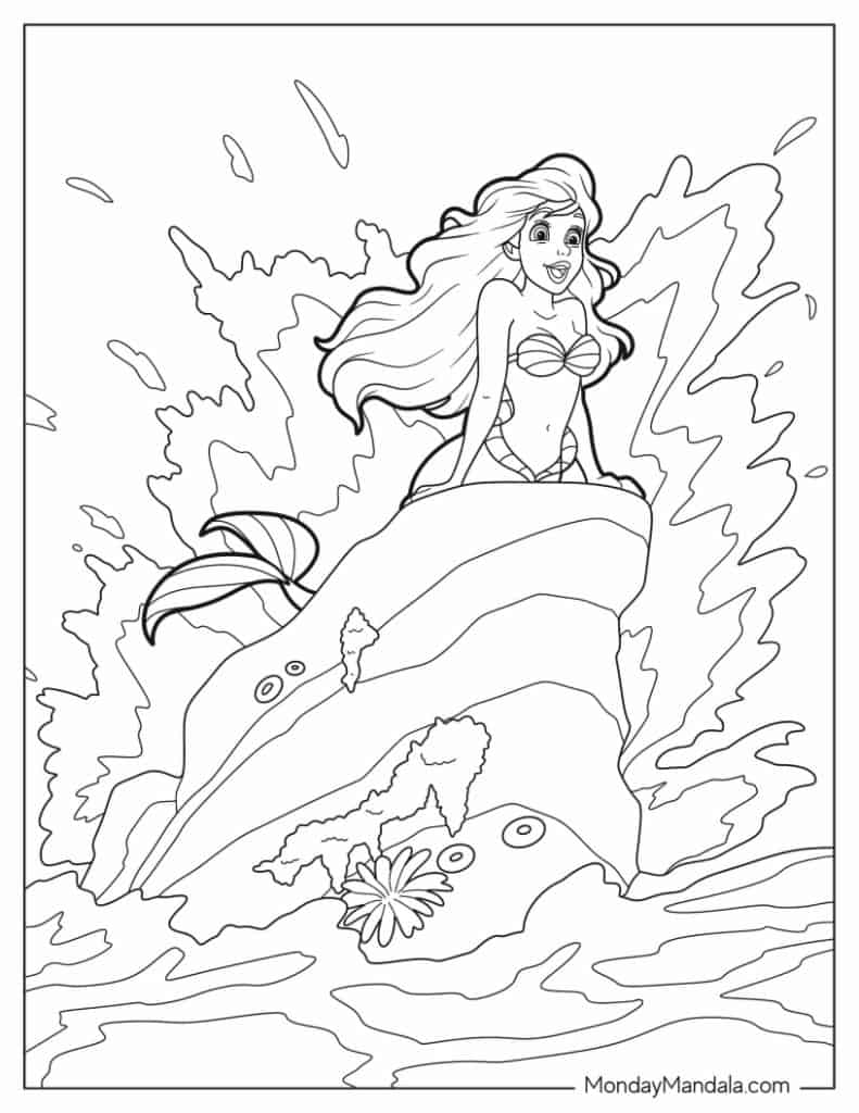 Ariel coloring pages free pdf printables
