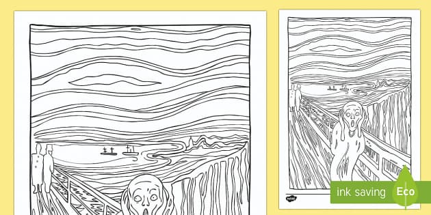 The scream by edvard munch lithograph colouring sheet