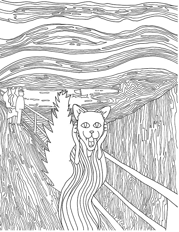 The hiss parody of the scream printable adult coloring page â dark whimsical art