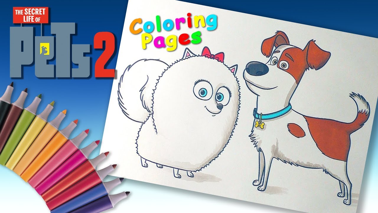 The secret life of pets coloring book page forkids coloring max and gidget