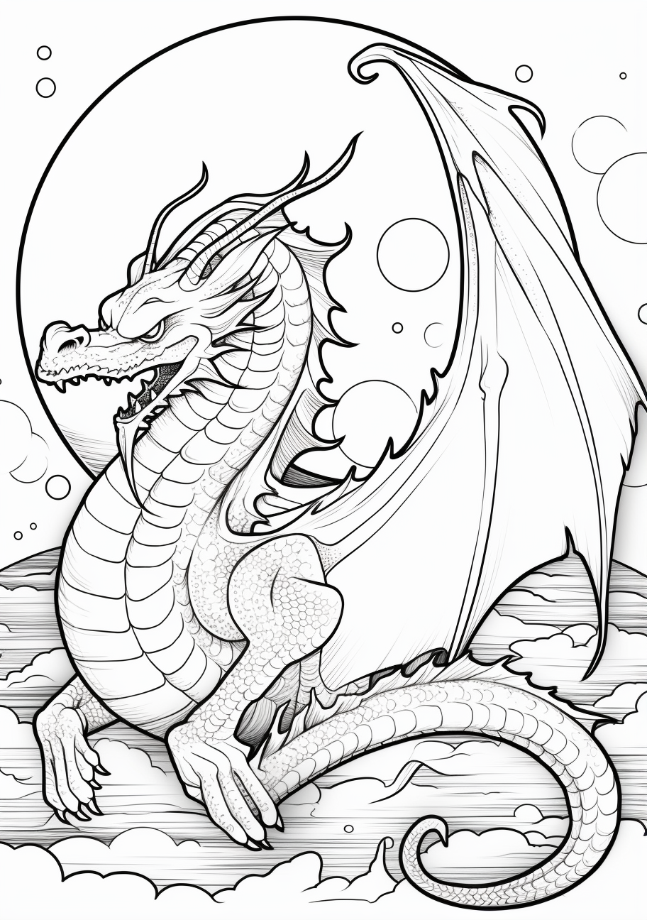 Fantasy dragon flapping wings