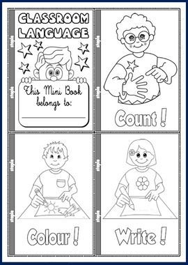 Classroom language colouring mini book classroom language mini books classroom