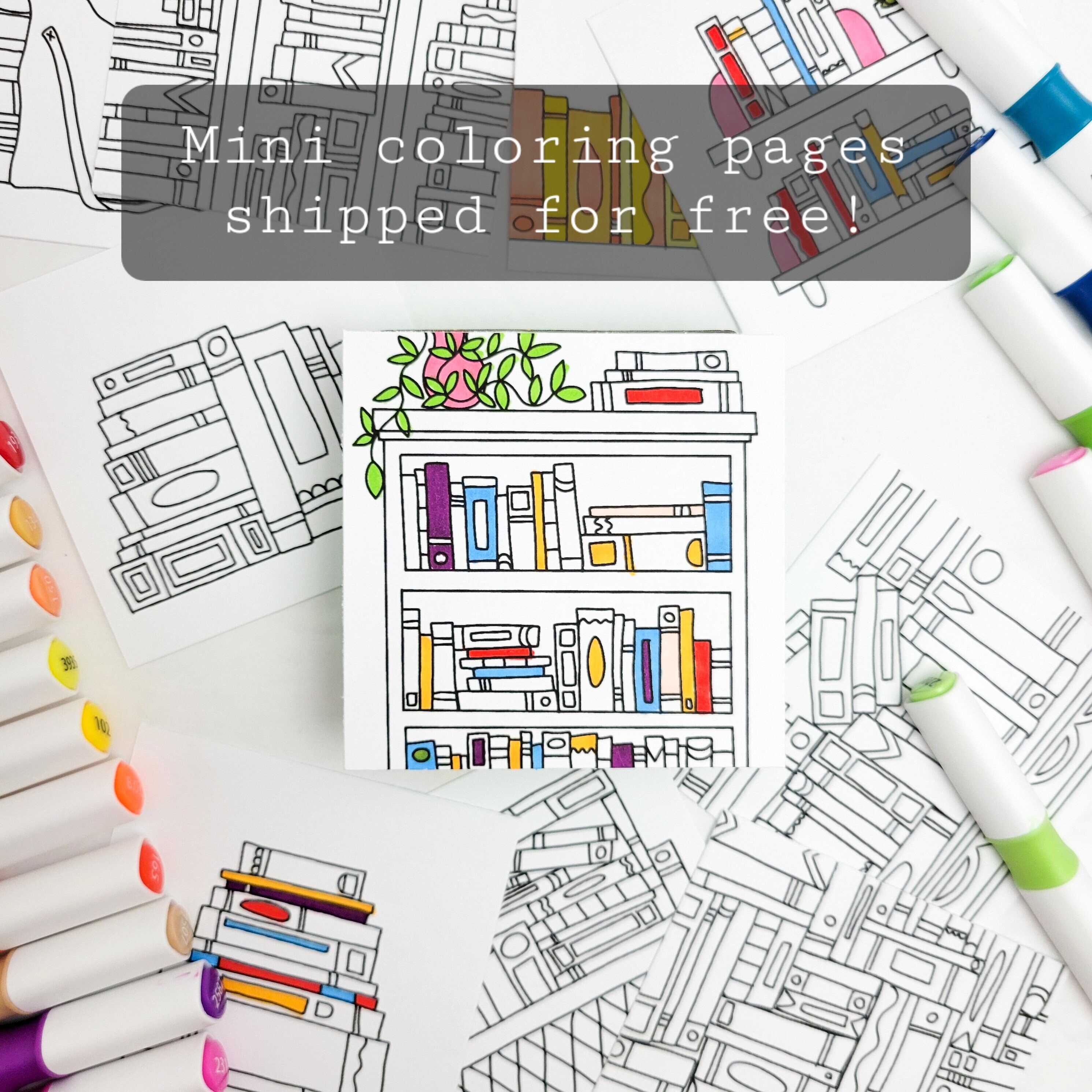 Book themed hard copy mini coloring pages