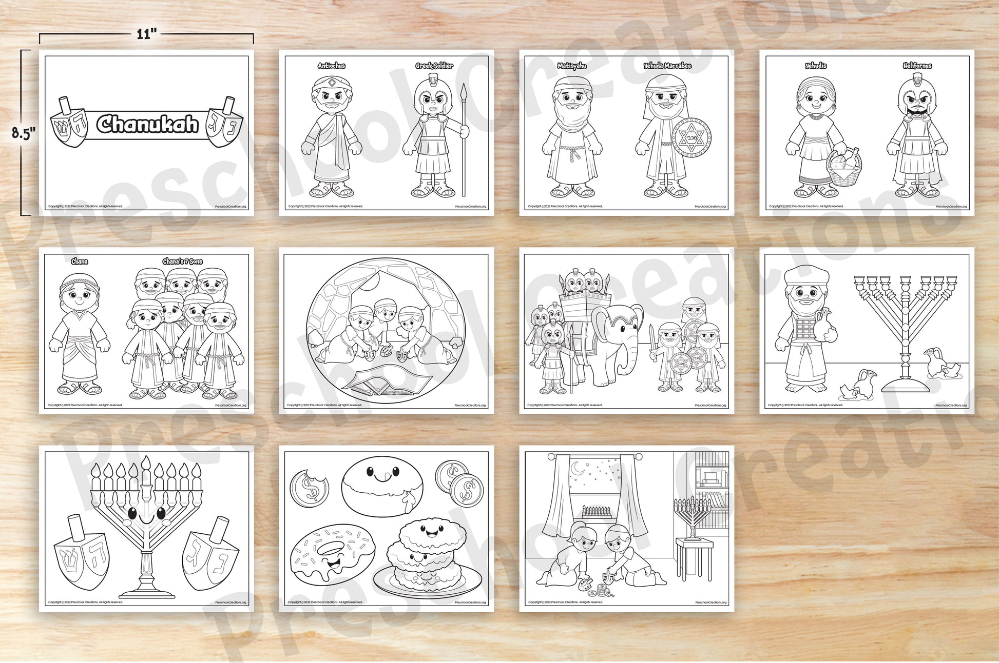 Chanukah coloring pages â preschool creations
