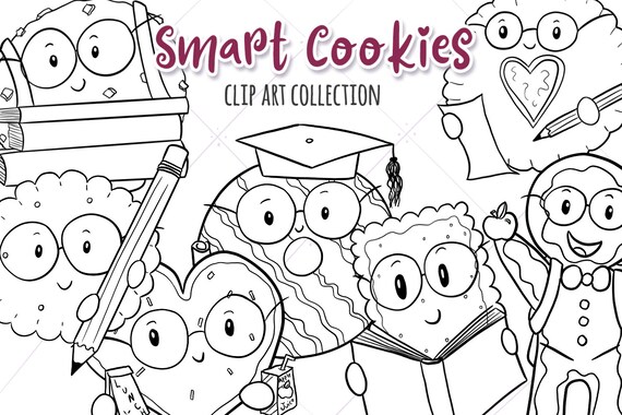 Smart cookies back to school illustrations cute school clipart kawaii school cute cookies kawaii cookies at school cooking coloring