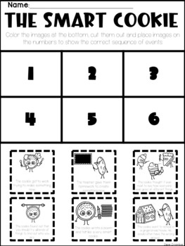 The smart cookie book writing sequencing coloring activity by casey crumbley