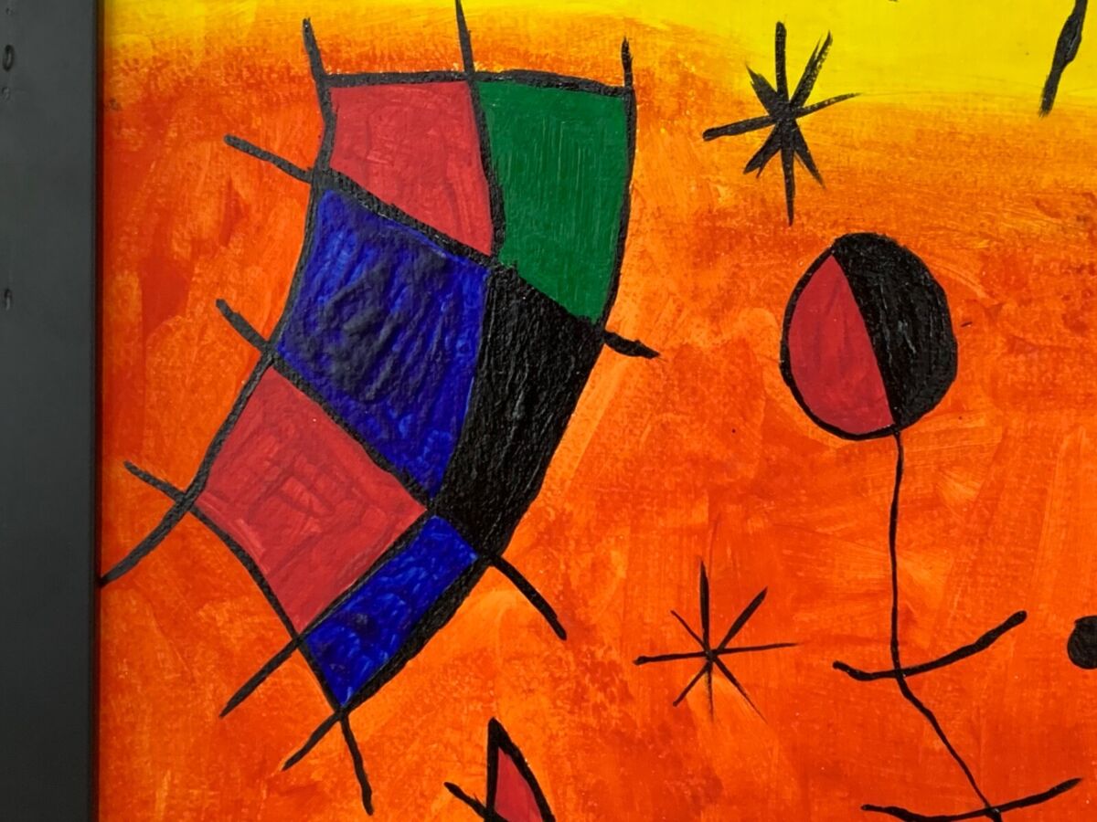 Vtg modernist painting style of smile of the flamboyant wings after joan miro