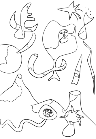 The air by joan miro coloring page free printable coloring pages
