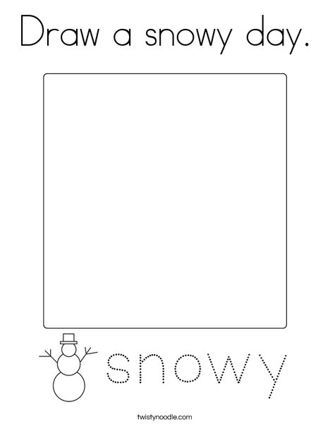 Draw a snowy day coloring page