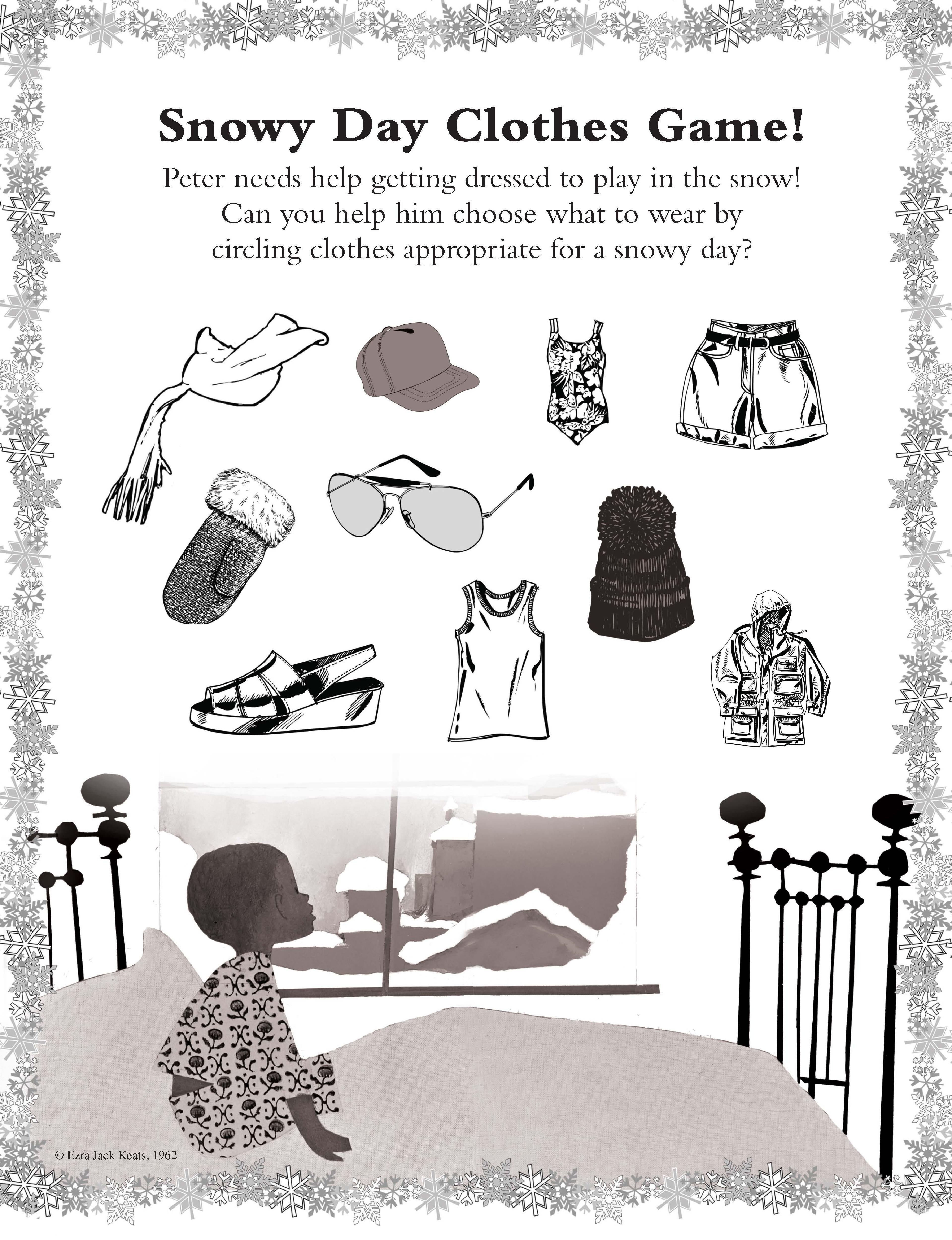 The snowy day character activity sheets