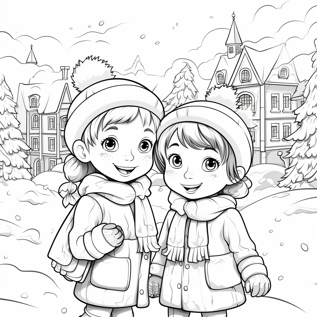 The snowy day coloring page