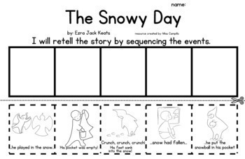 The snowy day hatcrownheadband coloring pages sequencing and simple craft