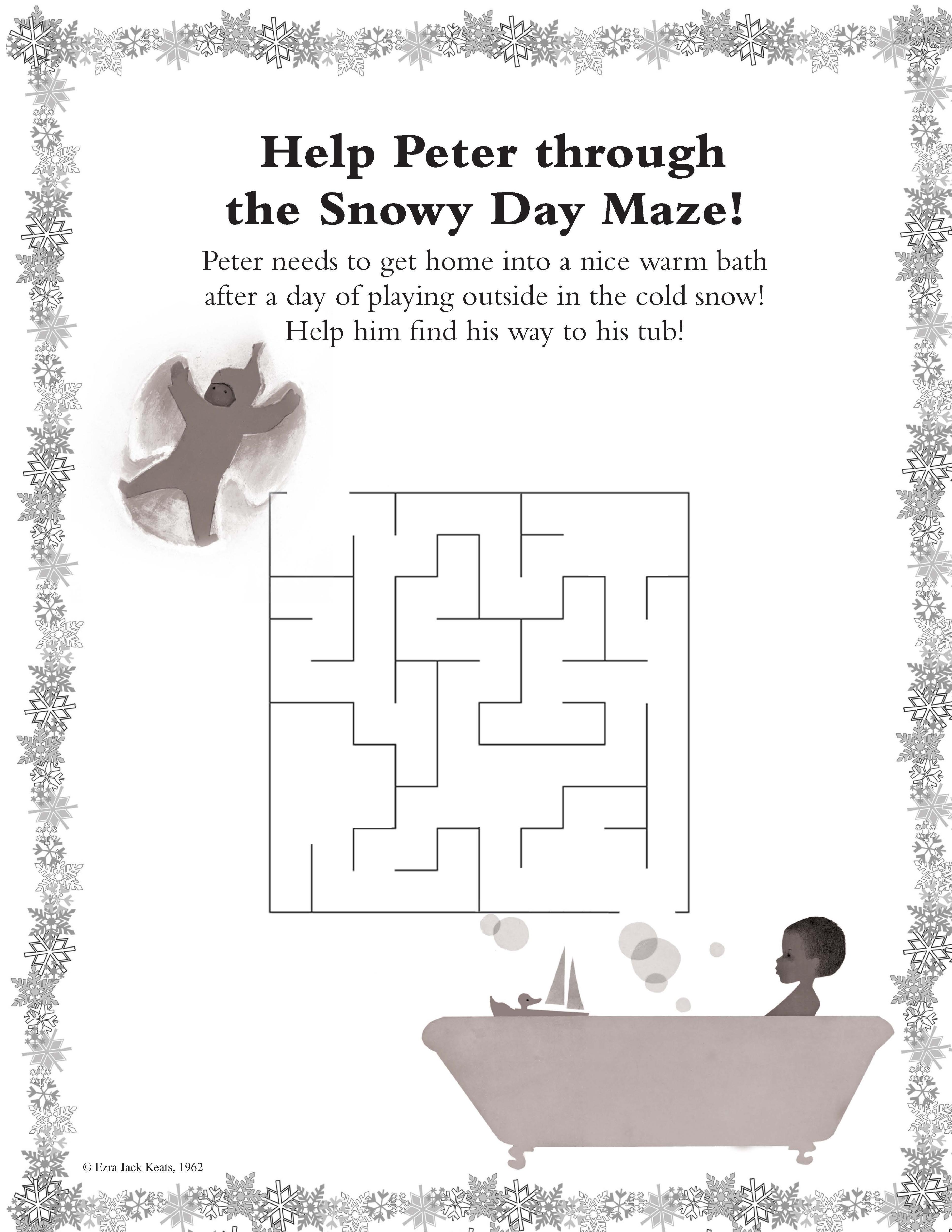 The snowy day character activity sheets