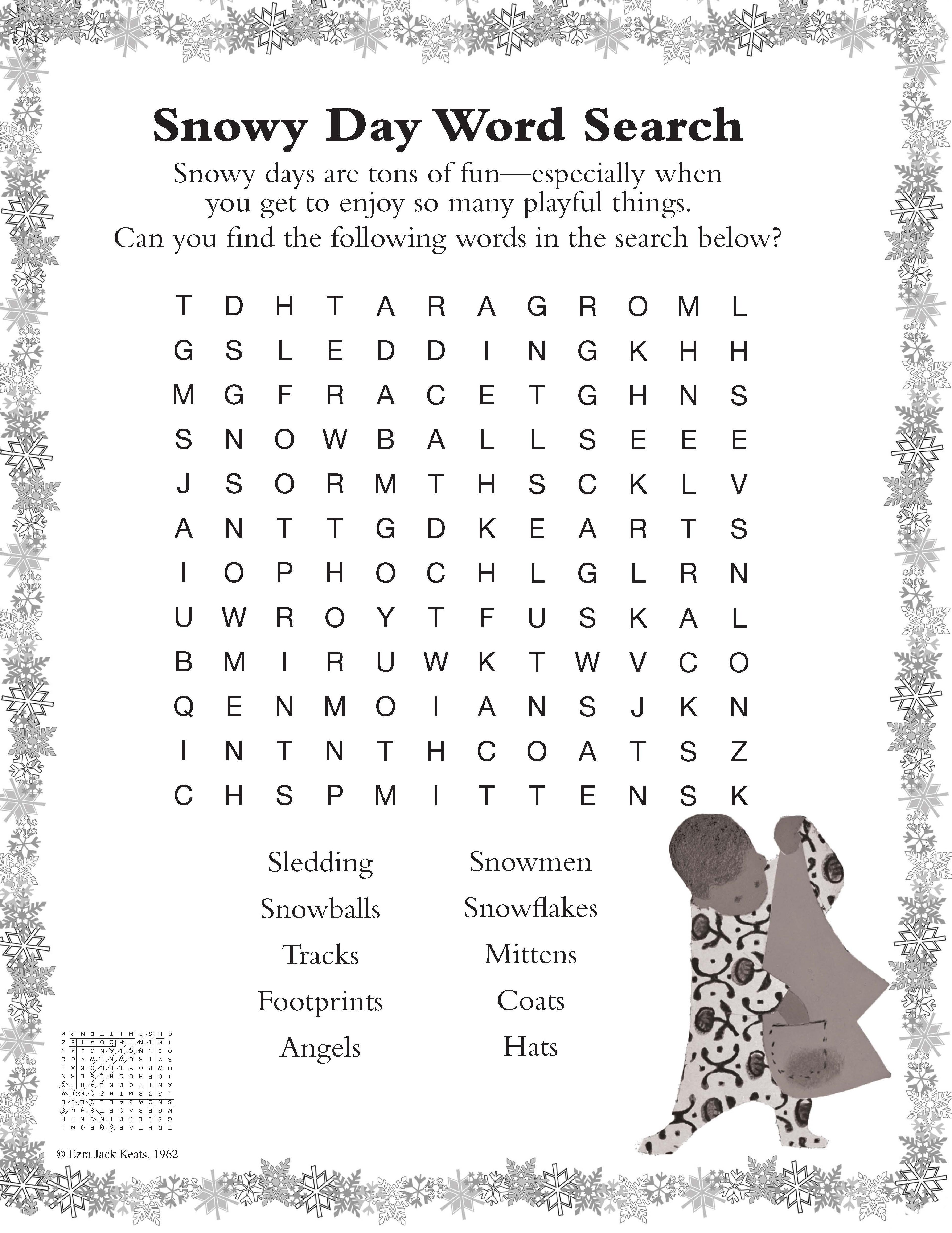 The snowy day character activity sheets