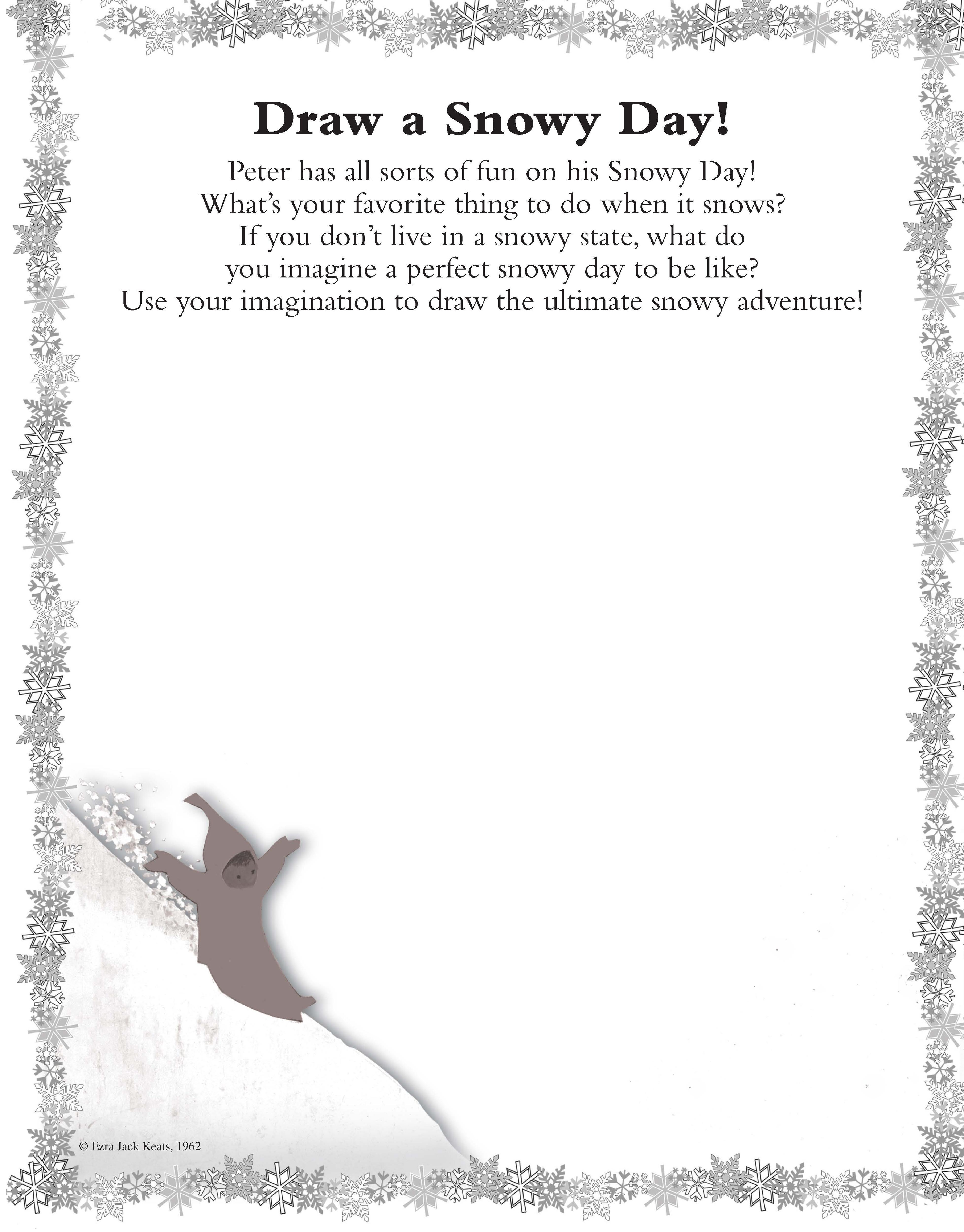 The snowy day character activity sheets