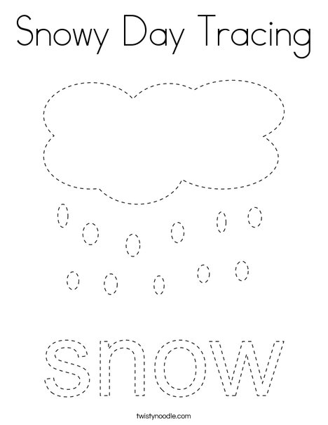 Snowy day tracing coloring page
