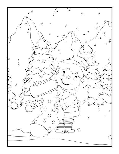 Premium vector christmas winter coloring valentines day coloring pages for kids love coloring page coloring book