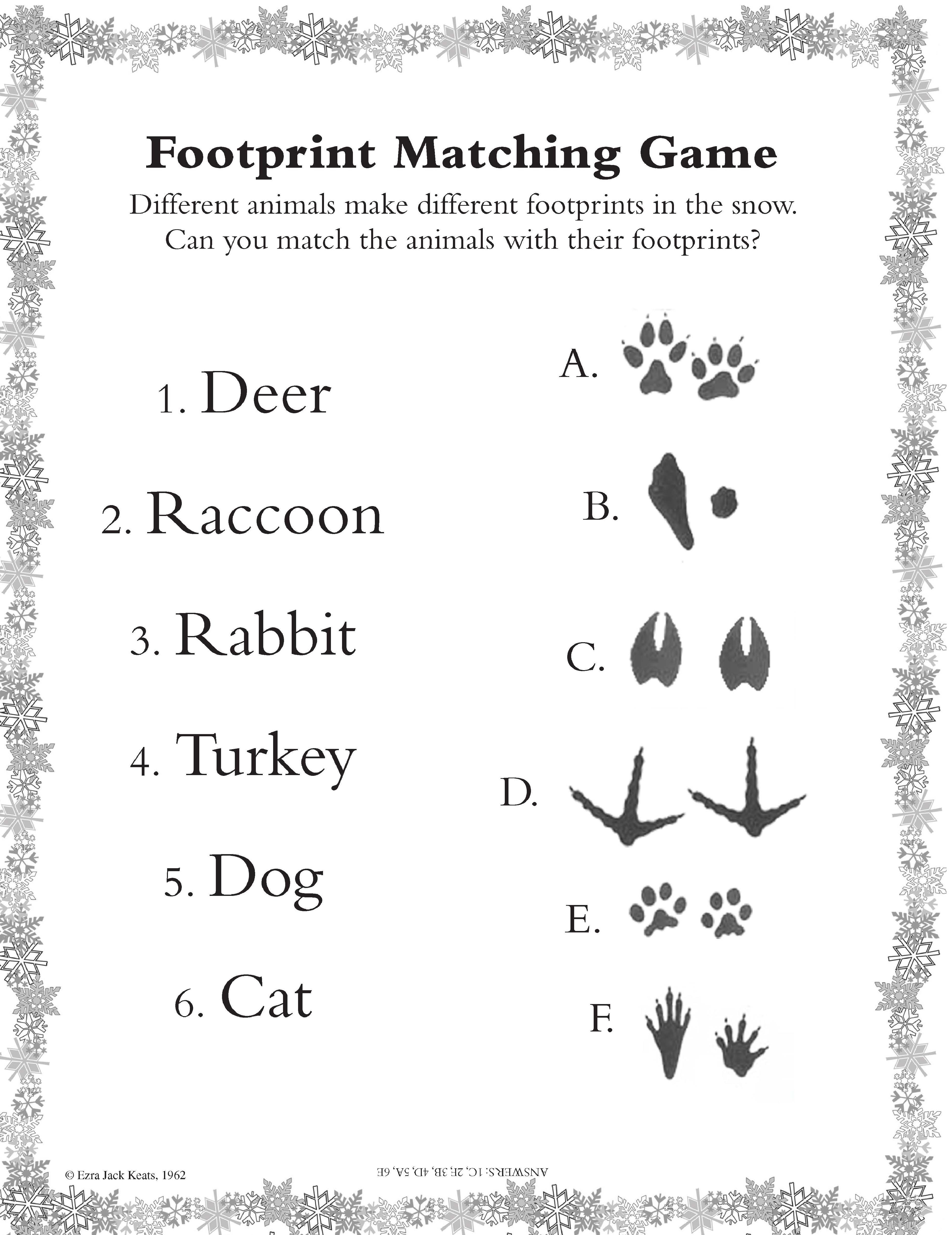 The snowy day character activity sheets