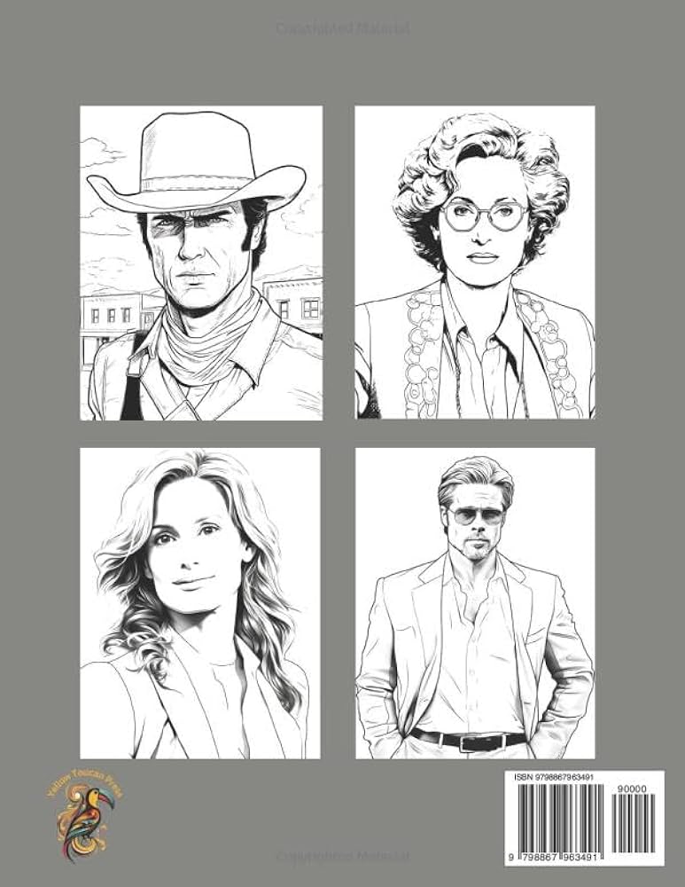 Movie star ins adult loring book adult loring book of famous movie stars past and present ins a loring series celebrating legends brindle andy press yellow toucan books