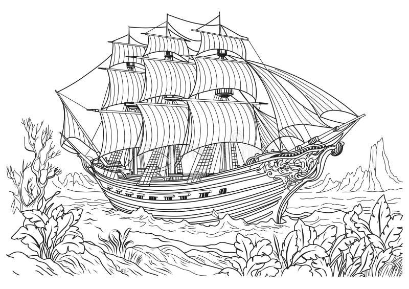 Ship coloring sheet stock illustrations â ship coloring sheet stock illustrations vectors clipart