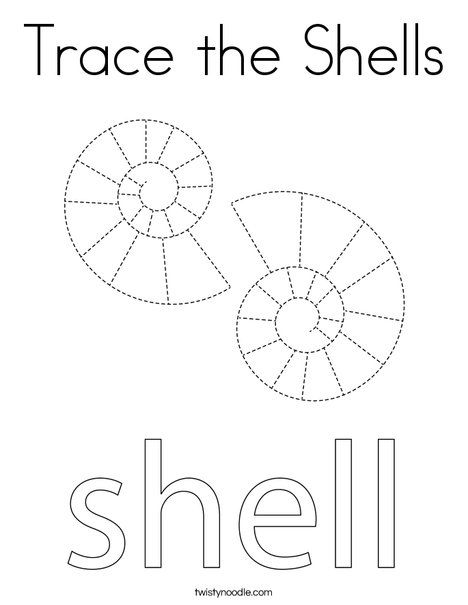 Trace the shells coloring page