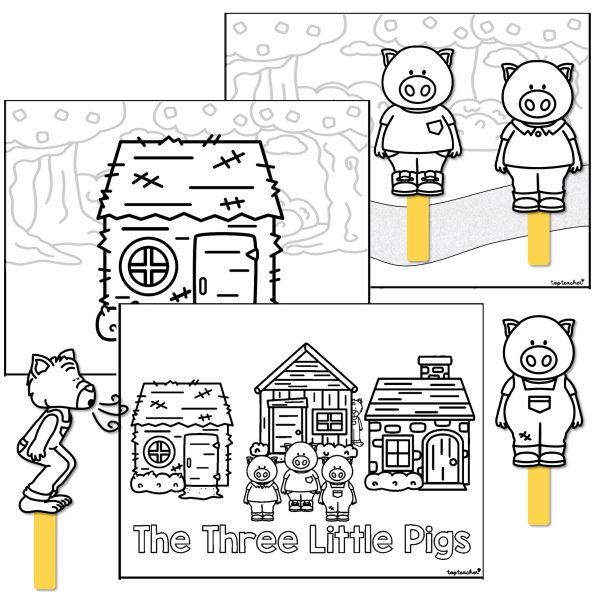 Three little pigs puppet retell booklet