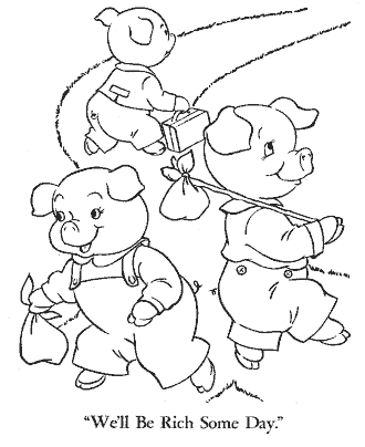 Three little pigs coloring pages for kids