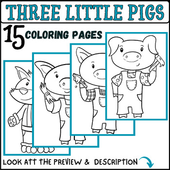 Three little pigs coloring pages morning work by mind games studio
