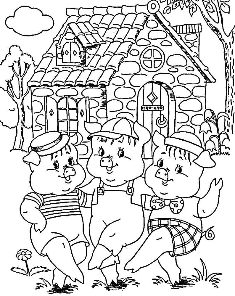 Online coloring pages coloring page the three little pigs the three little pigs download print coloring page