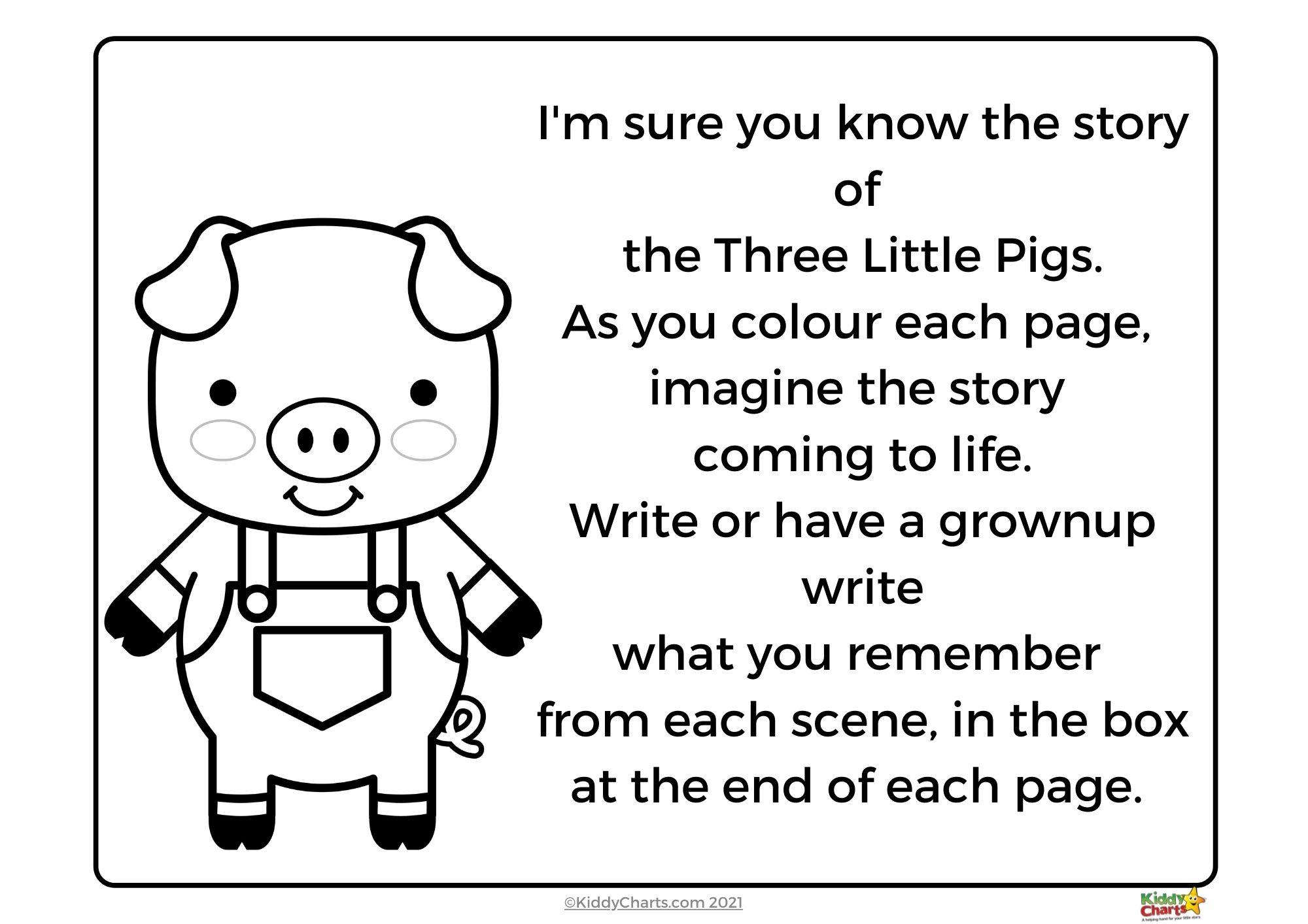 Cute coloring pages three little pigs