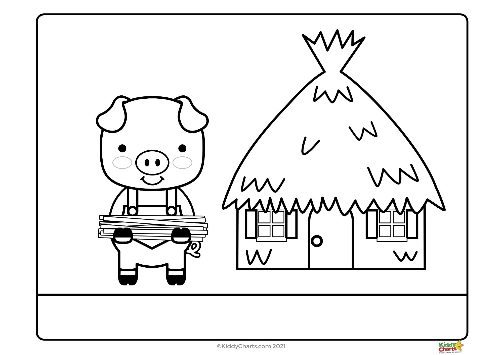 Cute coloring pages three little pigs