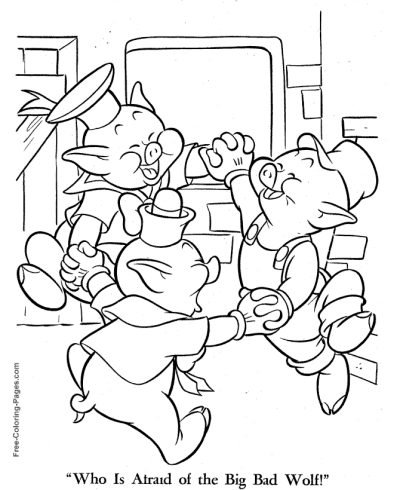 Three little pigs story coloring pages