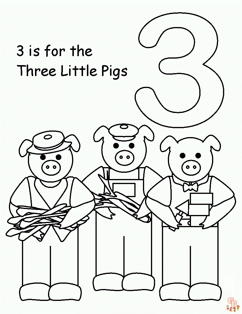 Get creative with three little pigs coloring pages