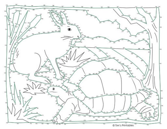Tortoise and hare fable dot