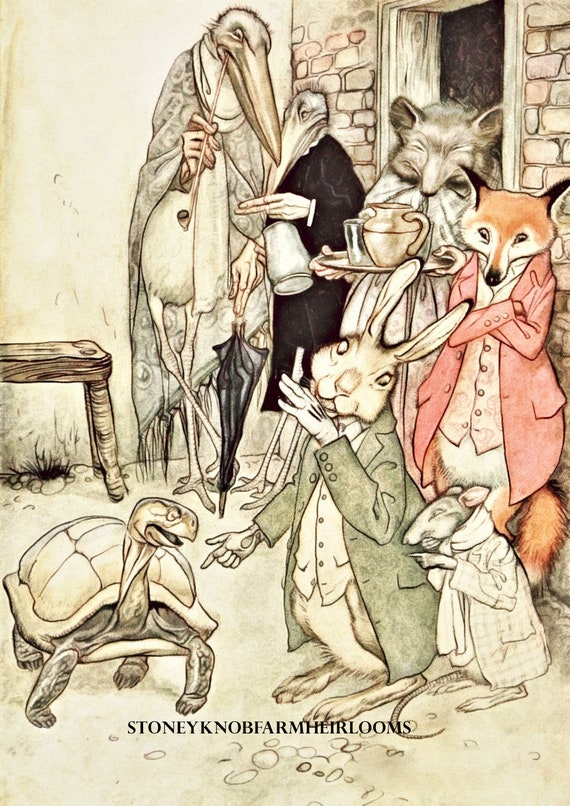Aesops fables arthur rackham tortoise hare counted cross stitch patterns color and blkwht symbols pdf download instant download