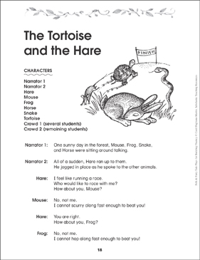 The tortoise and the hare folktale play printable texts