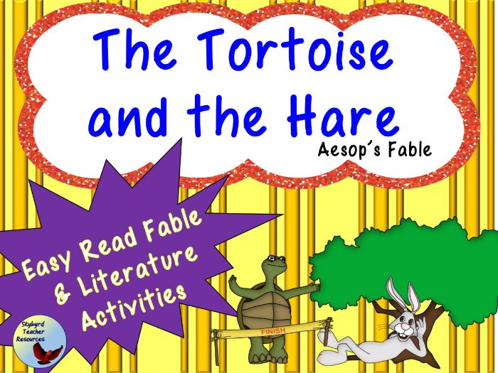 The tortoise and the hare aesops fable reading prehension and literature activities teaching resources