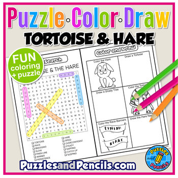 The tortoise and the hare coloring pages tpt