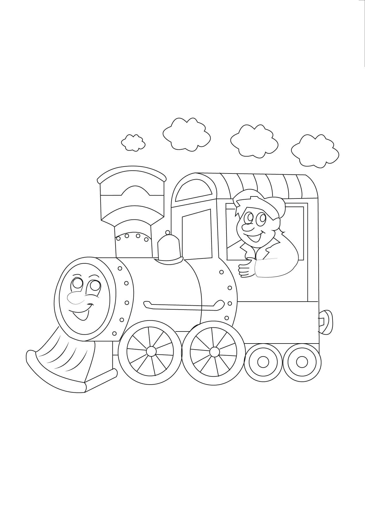 Old choo choo train coloring page