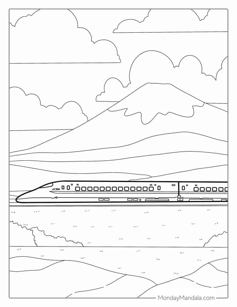 Train coloring pages free pdf printables