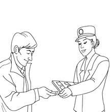 Passengers seated inside the high speed train coloring pages