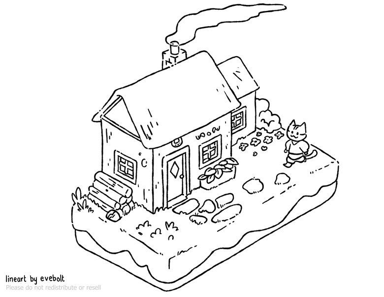 Little house coloring page