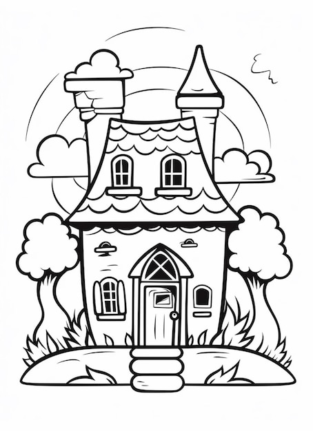 Page house coloring book images