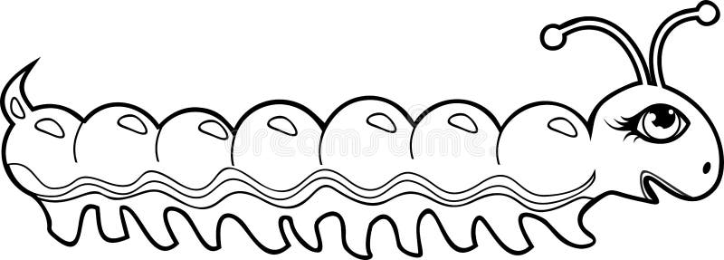 Cute cartoon caterpillar coloring page stock vector